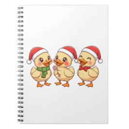Caderno Espiral Patos de Natal Kawaii Fofos | Férias Festivas
