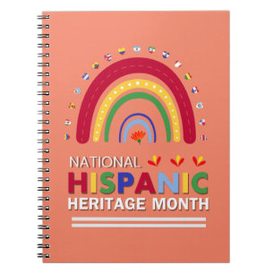 Caderno Espiral Patrimônio Hispânico Mês Arco-Íris e Bandeiras Boh