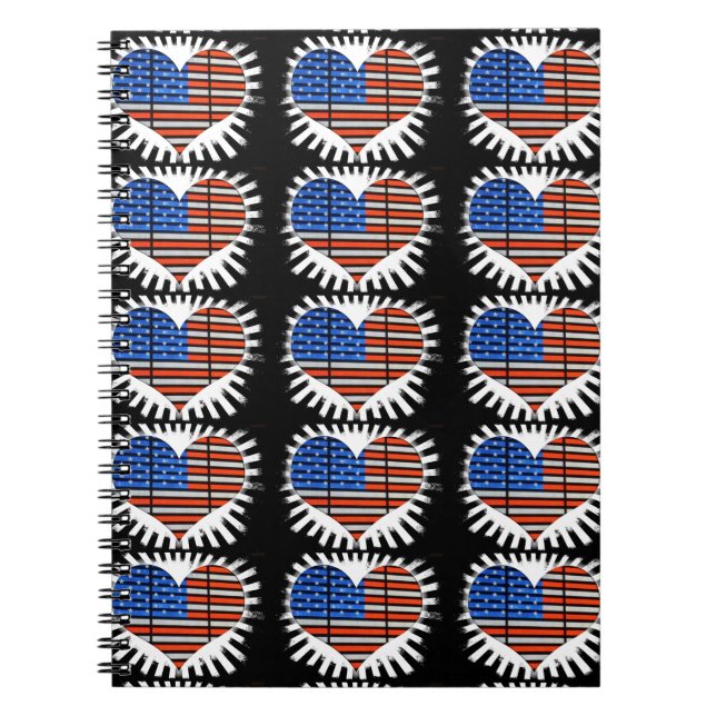 Caderno Espiral Patriot Heart American Flag Notebook (Frente)