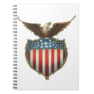Caderno Espiral Patriotismo Vintage, Águia Orgulhosa sobre a Bande