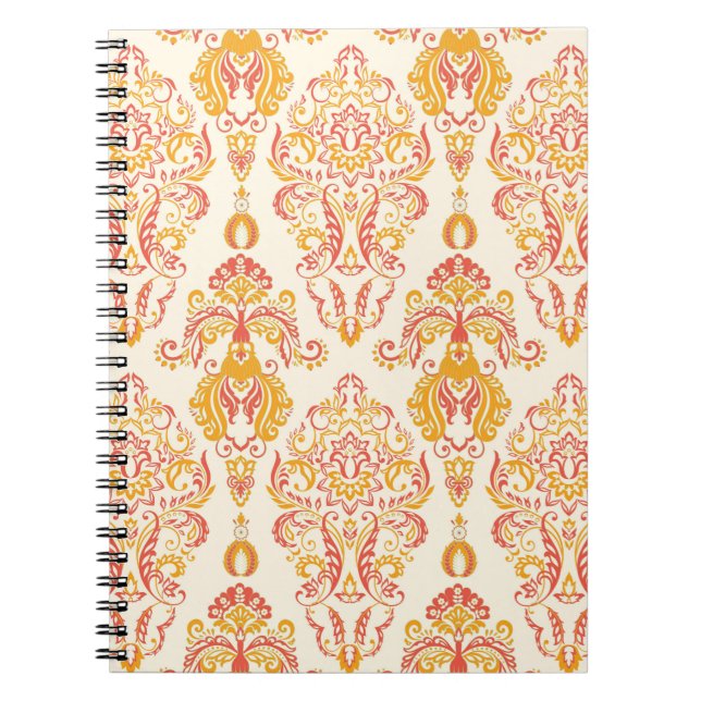 Caderno Espiral Patten floral de safena. Clássico Barroco (Frente)