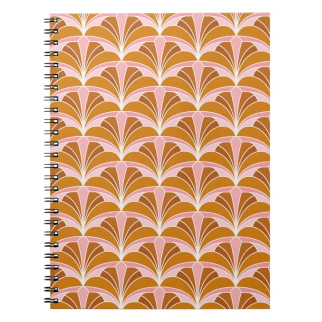 Caderno Espiral Patterno Invisível do Damask Floral Elegante. De (Frente)