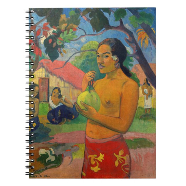 Caderno Espiral Paul Gauguin - Mulher segurando uma Fruta (Frente)