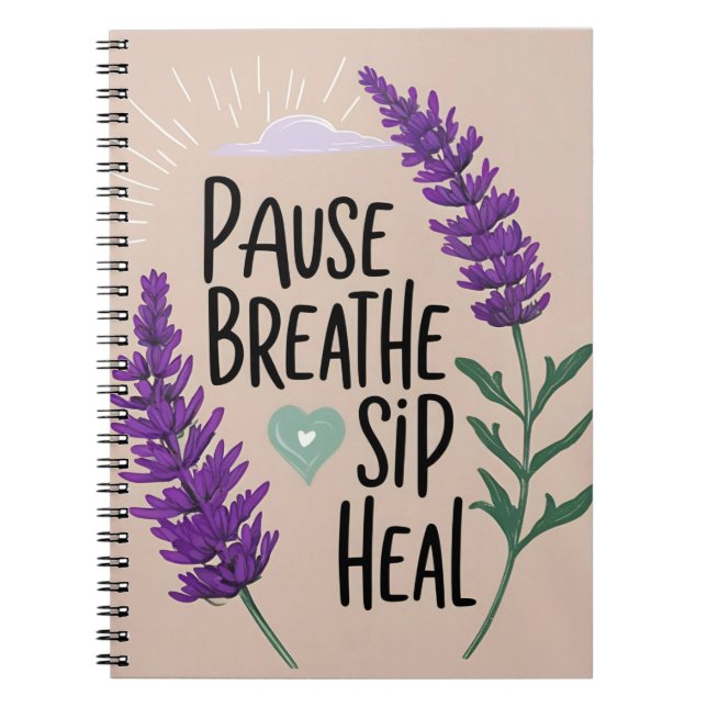 Caderno Espiral ✨ Pausa respiratória - cicatrização | Design (Frente)