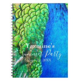 Caderno Espiral Pavão Blue Feather Textura de Verão Vibes Sq