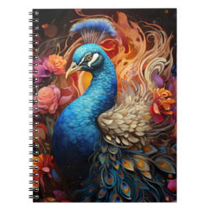 Caderno Espiral Pavão com penas