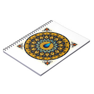 Caderno Espiral Pavão decorativo em branco