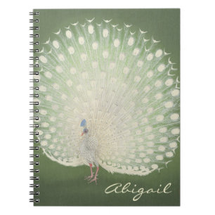Caderno Espiral Pavão japonês das belas artes   do vintage