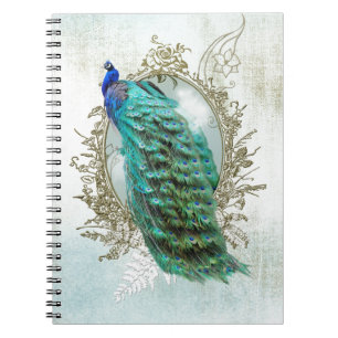 Caderno Espiral pavão-pavão-de-cabeça-branca