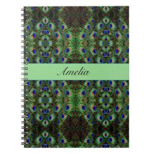 Caderno Espiral pavão psicodélico personalizável
