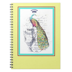 Caderno Espiral pavão real vintage
