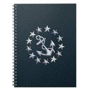 Caderno Espiral Pavilhão do Yacht do Estilo Cromo Azul no Impressã