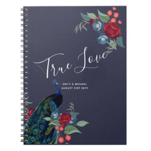 Caderno Espiral Pavock Blue Burgundy Orçamento do Casamento outon