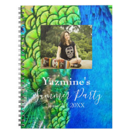 Caderno Espiral Pavock Blue Feather Texture Summer