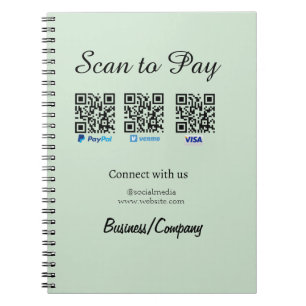 Caderno Espiral paypal venmo cartão visa scanear para pagar QR míd