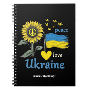 Caderno Espiral Paz Ame Ucrânia Bandeira de Girassol com Orgulho