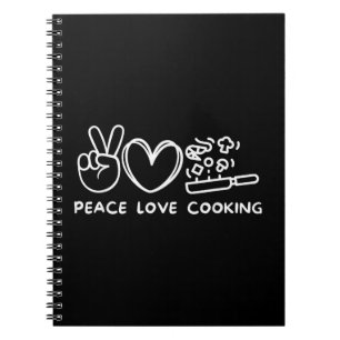 Caderno Espiral Paz, Amor Culinária Cozinheiro Retro Amante Da Cul