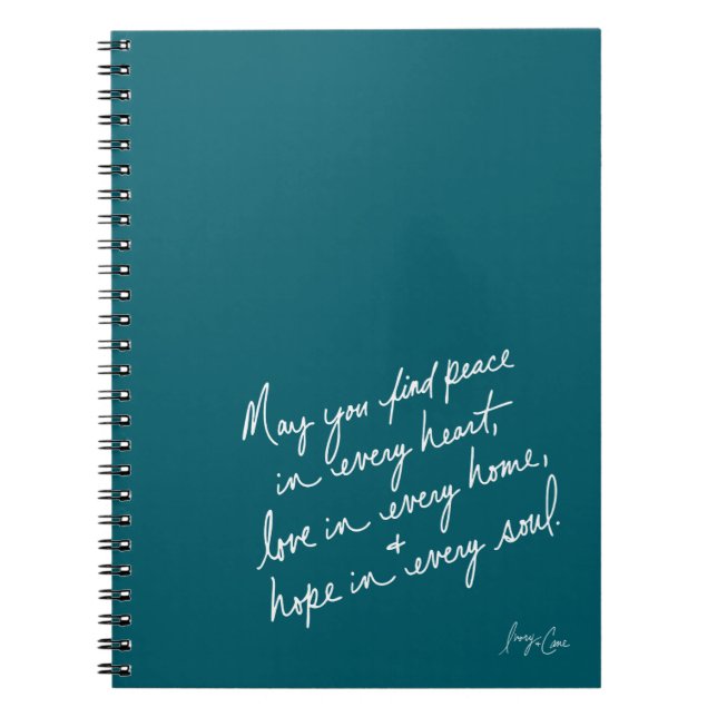 Caderno Espiral Paz Amor & Esperança Espiritual Escrita à Mão (Frente)