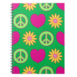 Caderno Espiral Paz Amor Margaridas