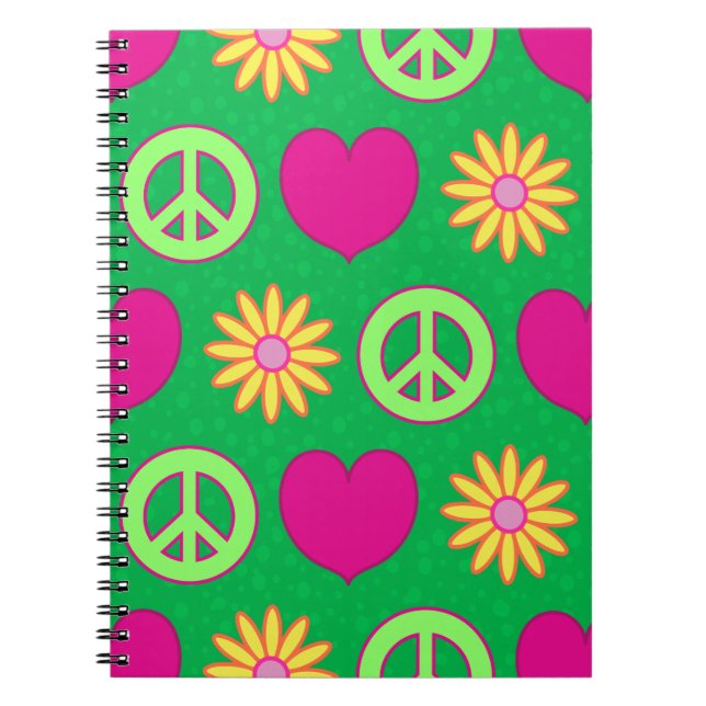 Caderno Espiral Paz Amor Margaridas (Frente)