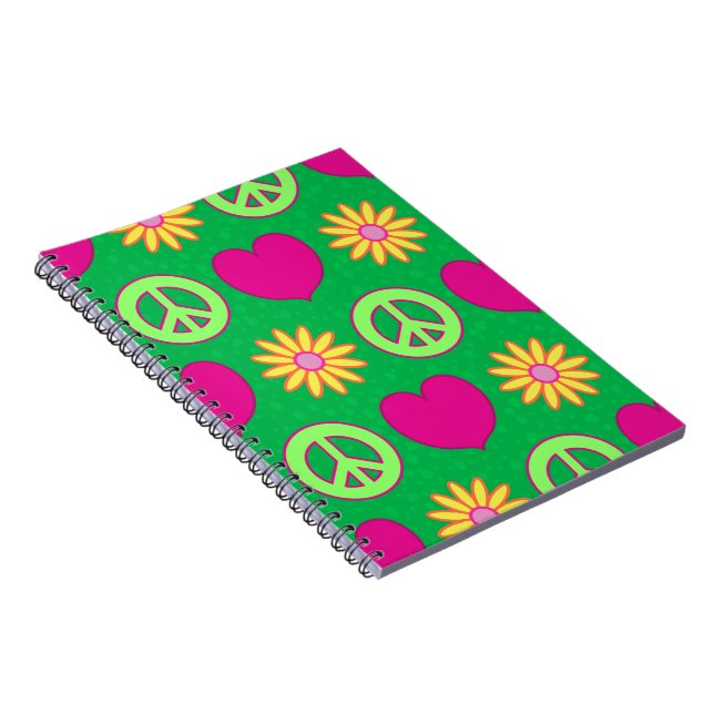 Caderno Espiral Paz Amor Margaridas (Lado Direito)