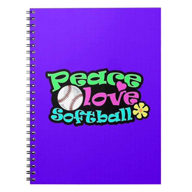 Caderno Espiral Paz, amor, softball (Frente)