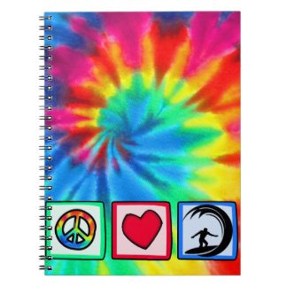 Caderno Espiral Paz, amor, surfando