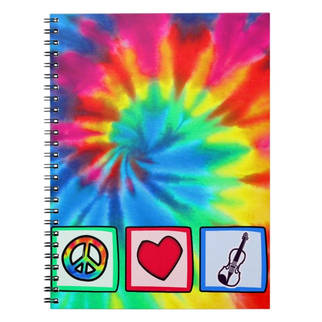 Caderno Espiral Paz, amor, violinos (Frente)