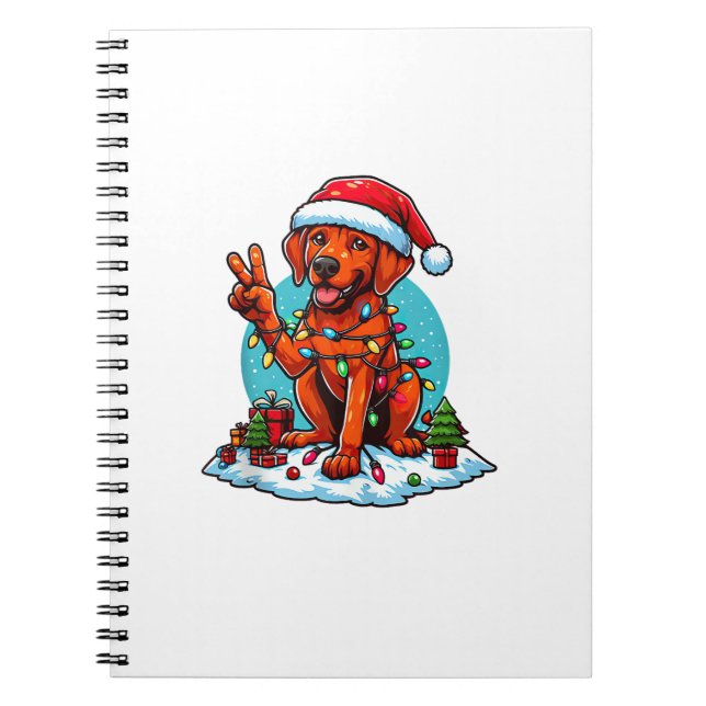 Caderno Espiral Paz Mão Rhodesian Ridgeback Natal Lights Wo (Frente)