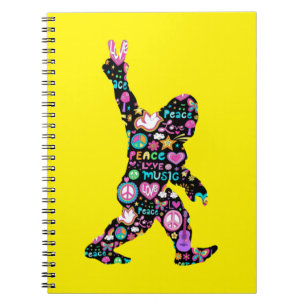 Caderno Espiral Pé Grande de Paz Hippie Engraçado Pé Grande