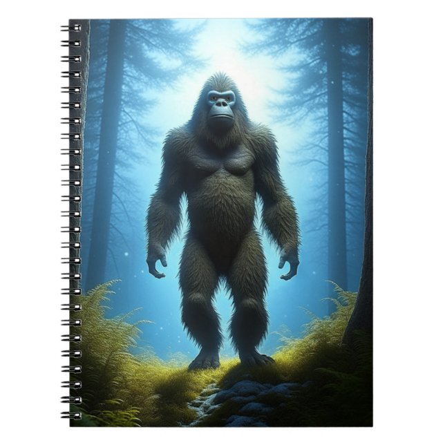 Caderno Espiral Pé grande Sasquatch na floresta  (Frente)
