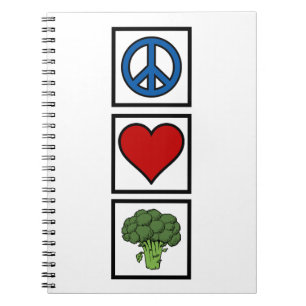 Caderno Espiral Peace Love and Broccoli Spiral Bound