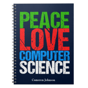 Caderno Espiral Peace Love Computer Science Custom Programmer