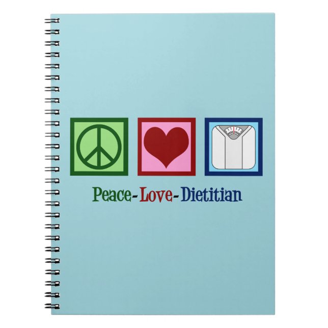 Caderno Espiral Peace Love Dietitian (Frente)