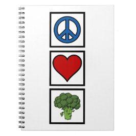 Caderno Espiral Peace Love e Broccoli Spiral Bound
