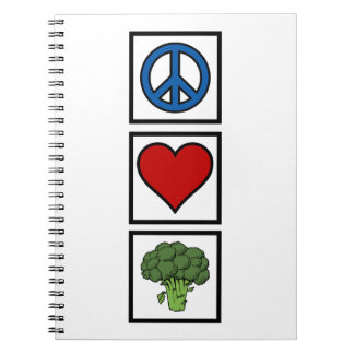 Caderno Espiral Peace Love e Broccoli Spiral Bound