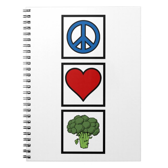 Caderno Espiral Peace Love e Broccoli Spiral Bound (Frente)