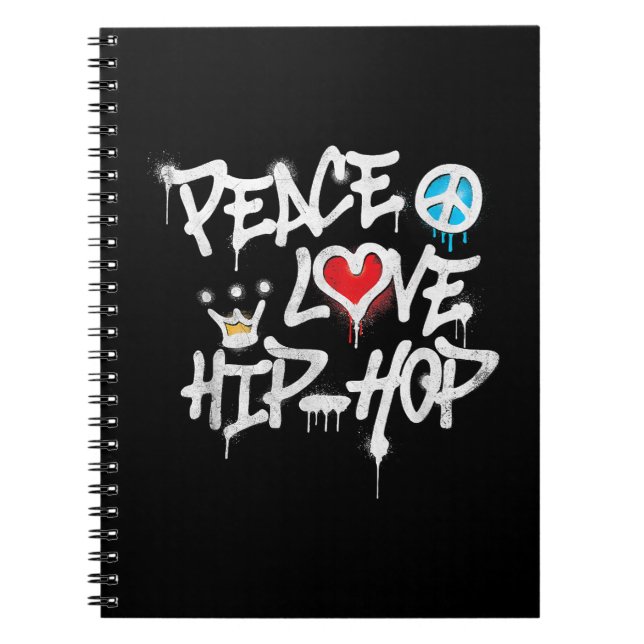 Caderno Espiral Peace Love Hip Hop Dancing (Frente)