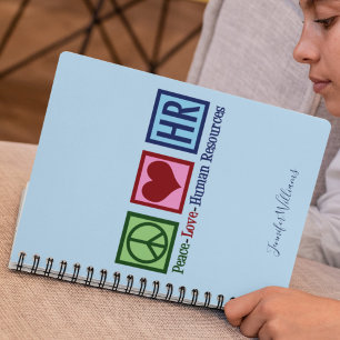 Caderno Espiral Peace Love Human Resources