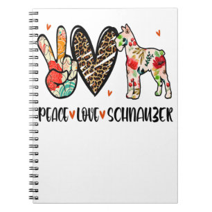Caderno Espiral Peace Love Schnauzer Engraçado Dog Lover