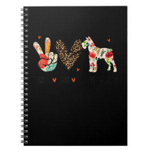 Caderno Espiral Peace Love Schnauzer Engraçado Dog Lover