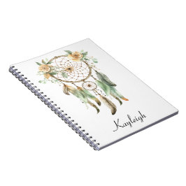 Caderno Espiral Peach Floral Green Drecher