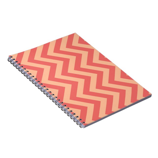 Caderno Espiral Peach Fuzz e Cranberry Chevron (Lado Direito)