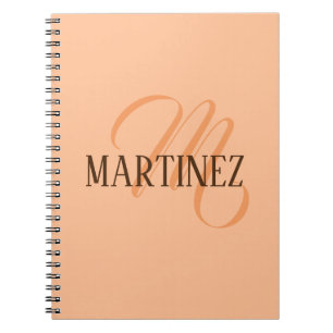 Caderno Espiral Peach Fuzz Elegante Personalizado Nome