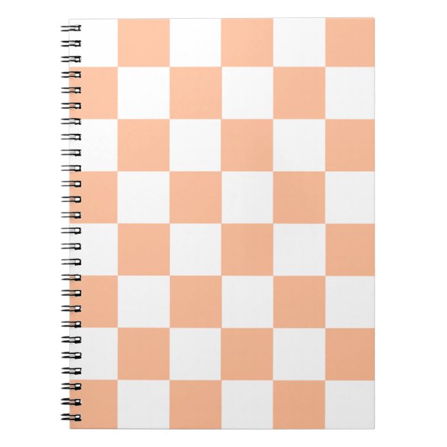 Caderno Espiral Peach Fuzz Verificado Padrão Gingham (Frente)