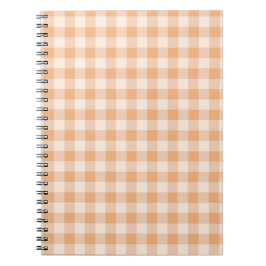 Caderno Espiral Peach White Checkered Gingham Patterno