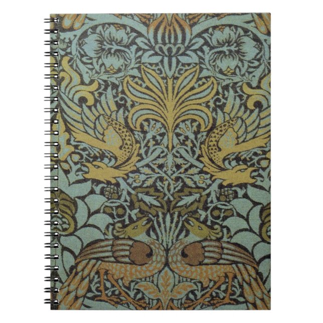 Caderno Espiral Peacock e Dragon (por William Morris) (Frente)