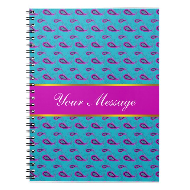 Caderno Espiral Peacock e Magenta Paisley Pattern (Frente)