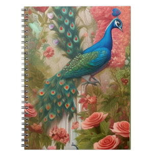Caderno Espiral Peacock no Jardim Rosa de Apricot