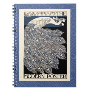 Caderno Espiral Peacock Vintage Blue Art Nouveau Art